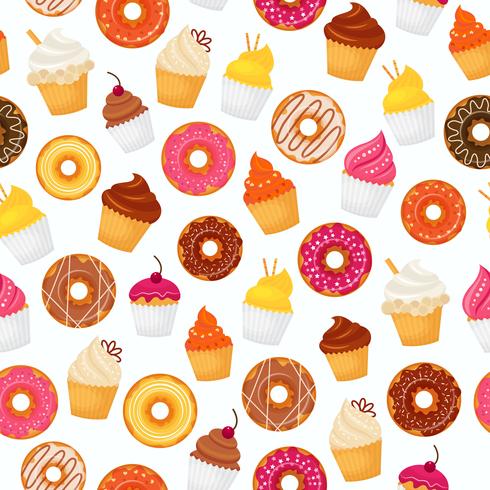 Donut seamless pattern vector