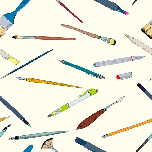 Drawing tools doodle sketch seamless vector