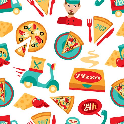 Pizza seamless pattern vector