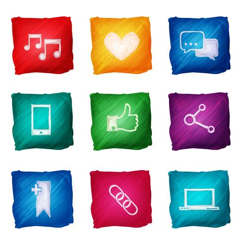 Social media icons watercolor vector