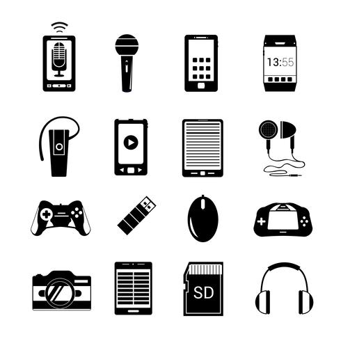 Gadget icons black vector