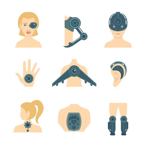 Icono de robot humano plano vector