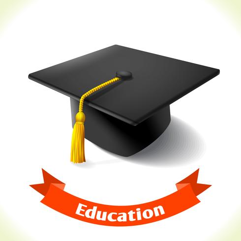 Sombrero de graduación de icono de educación vector