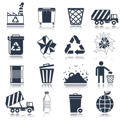 Garbage icons black vector