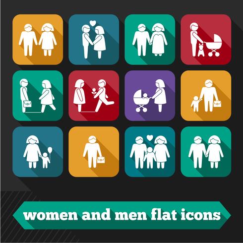 Iconos de mujeres y hombres vector
