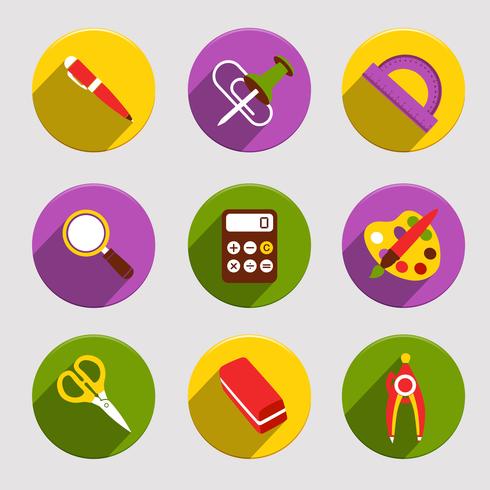 Flat School Icons Set vector