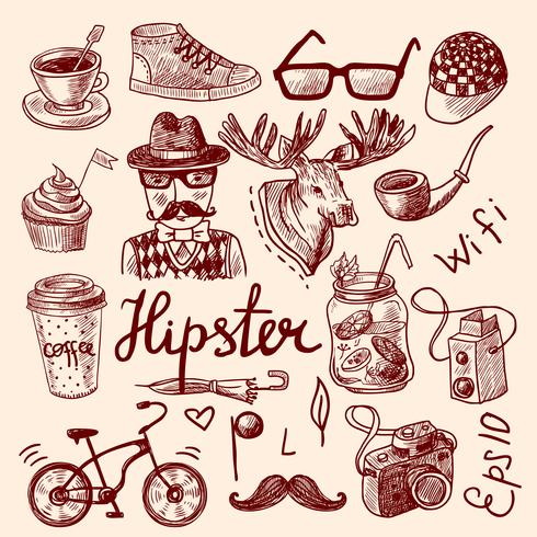 Set of hipster icons vector