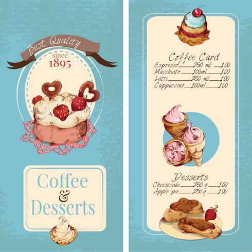 Desserts menu template vector