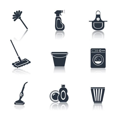 Cleaning icon set black vector