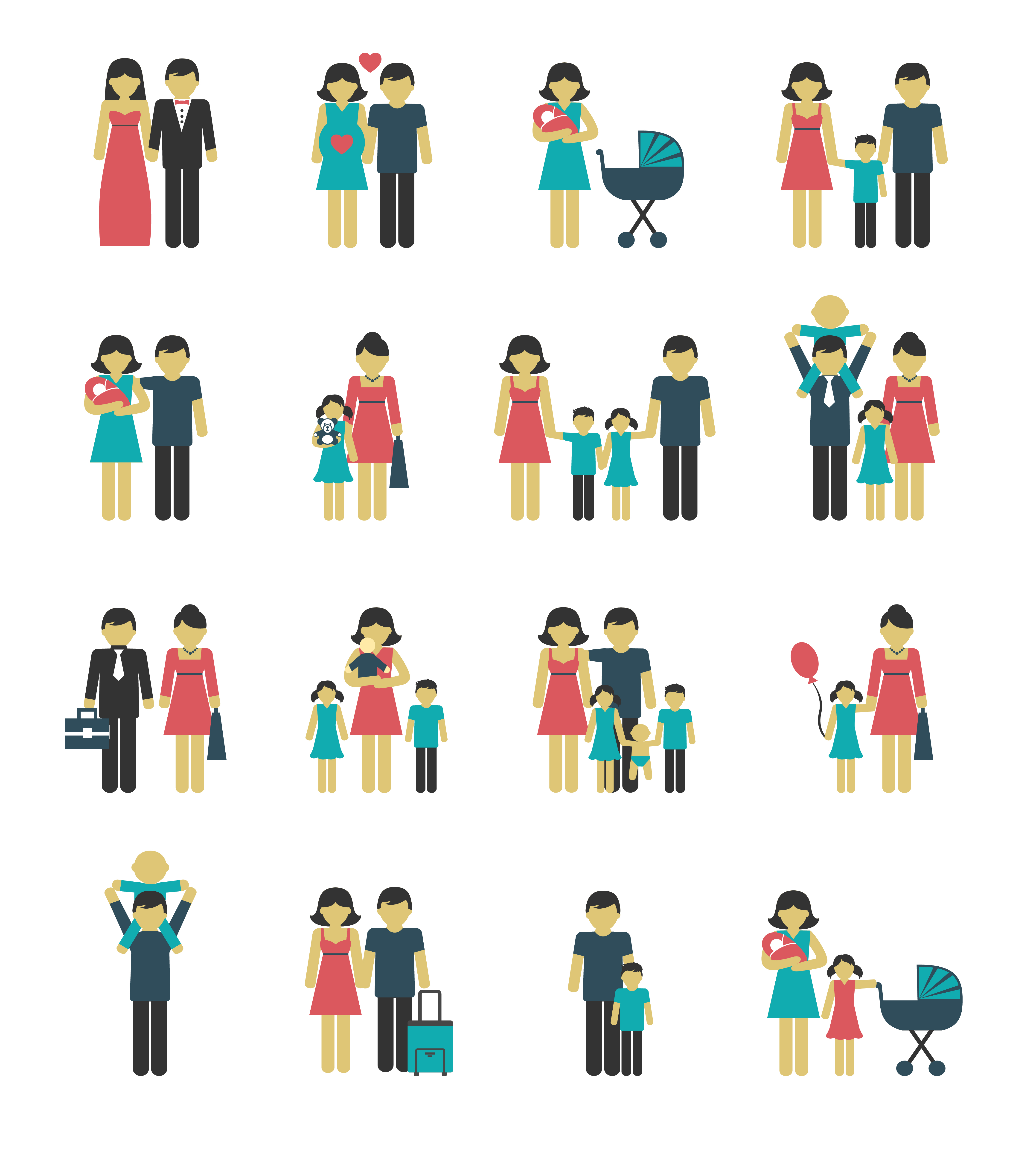 Family icons set 453698 Vector Art at Vecteezy