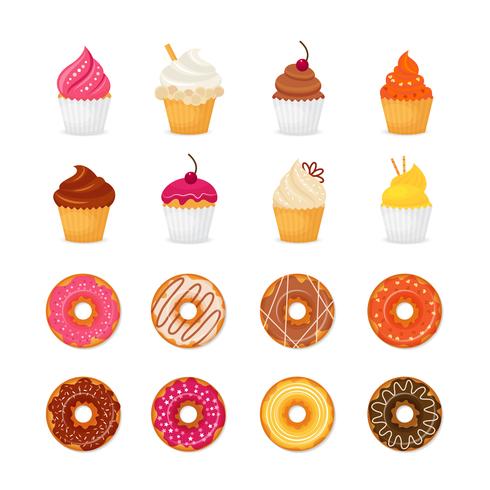 Donut cupcake icon vector