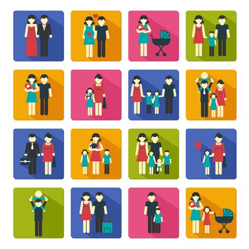 Family Icons Set Flat vector