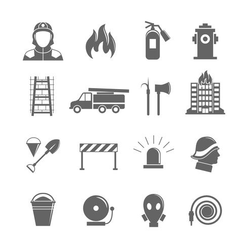 Conjunto de iconos de extinción de incendios vector