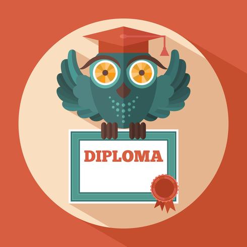 Owl in graduation cap vector