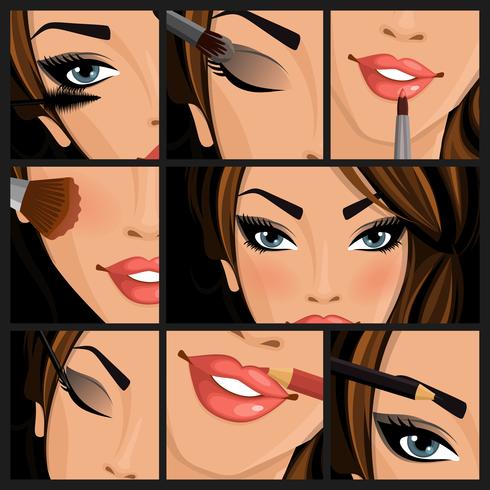 Mujer de belleza de maquillaje vector