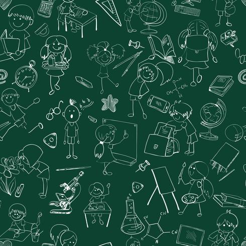 School kids doodle sketch seamless vector