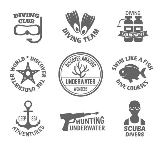 Diving label set vector