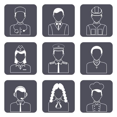 Professional avatar icons set vector