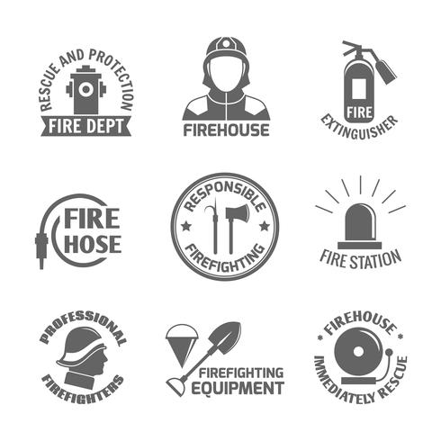 Firefighting label set vector