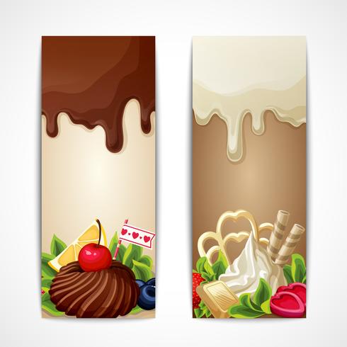 Banners de chocolate verticales vector