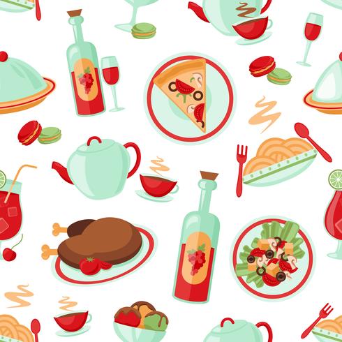 Restaurant seamless pattern vector