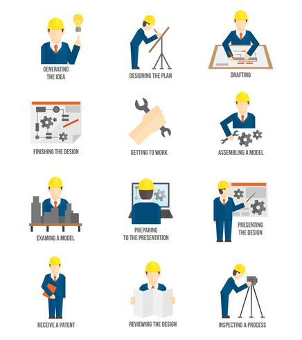 Set of engineer icons vector