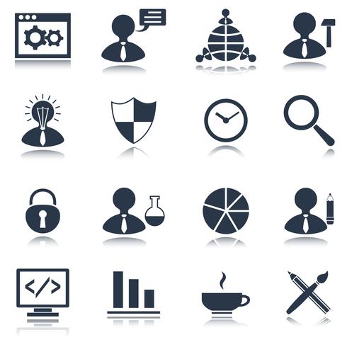 SEO iconos conjunto negro vector