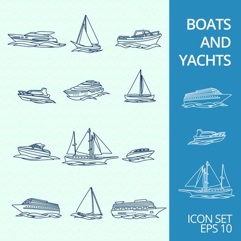 Boats icons set vector