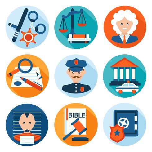 Law Icons Flat vector