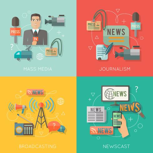 Mass media concept flat business composition vector
