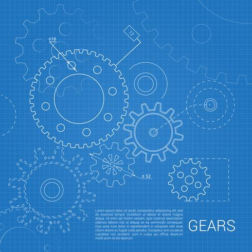 Gears drawing background vector