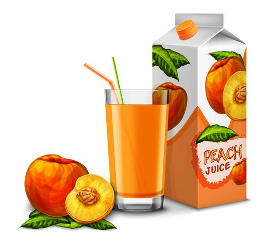 Peach juice set vector