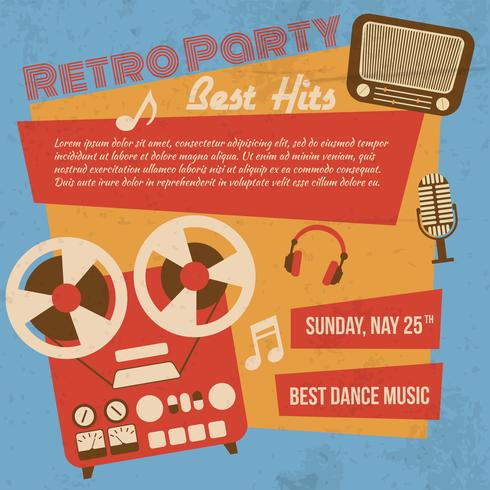 Retro party poster vector