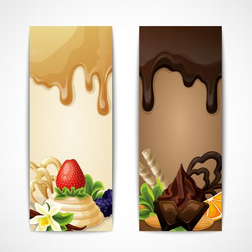 Chocolate banners vertical vector