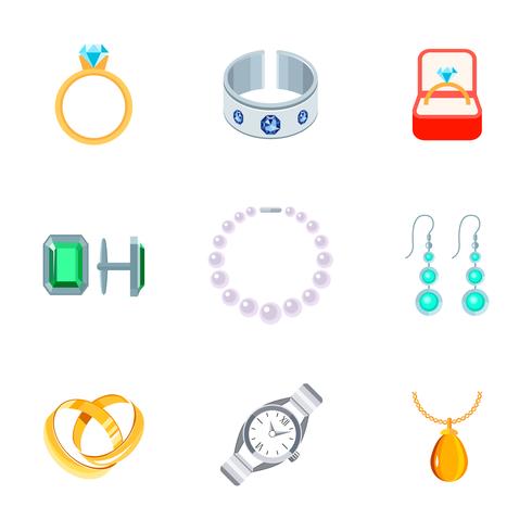 Jewelry Icons Flat vector