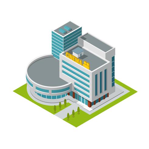 Cinema building isometric vector