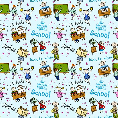 Seamless pattern with kids vector