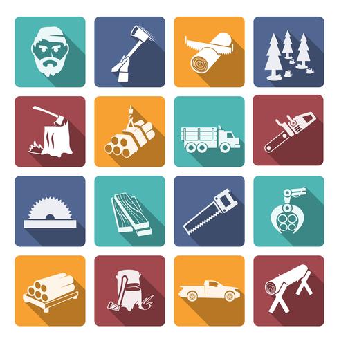 Lumberjack Woodcutter Icons vector