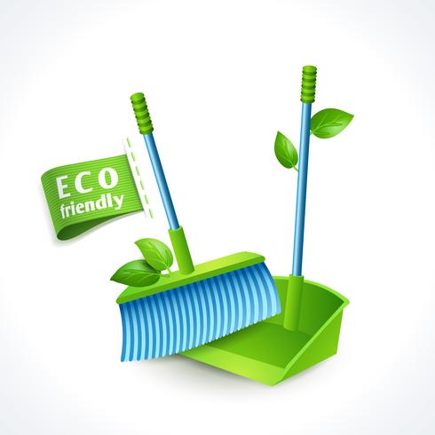 Ecology symbol dustpan and brush vector