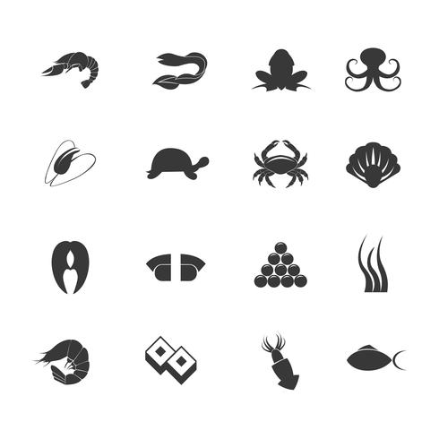 Seafood icons set vector