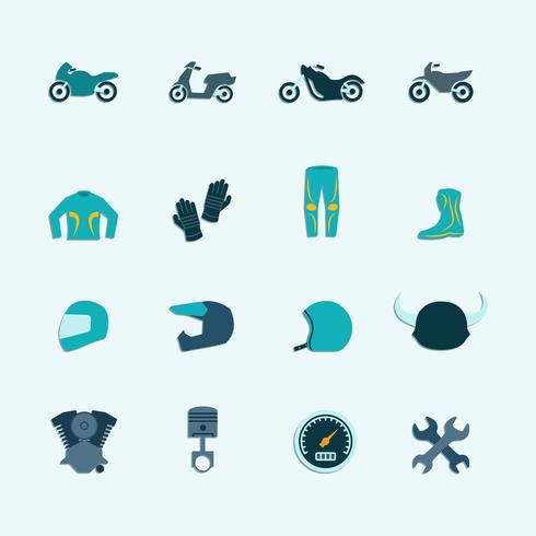 Biker icon set vector