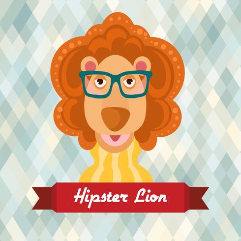 Hipster lion poster vector