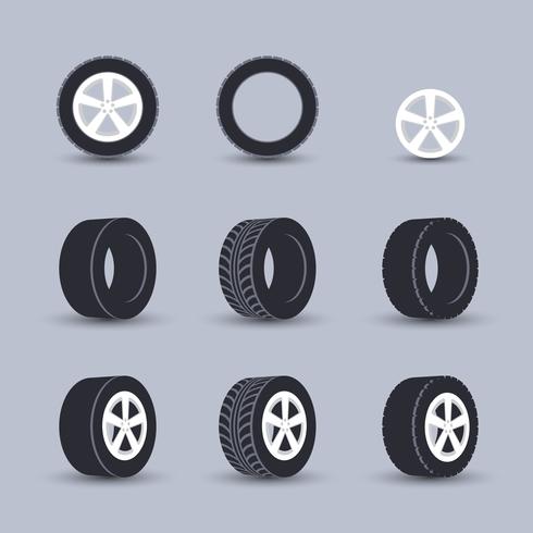 Tire icon set vector