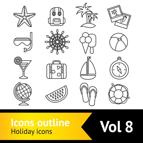 Holiday vacation icons set vector