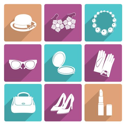 Woman Accessories Flat Icons Set vector