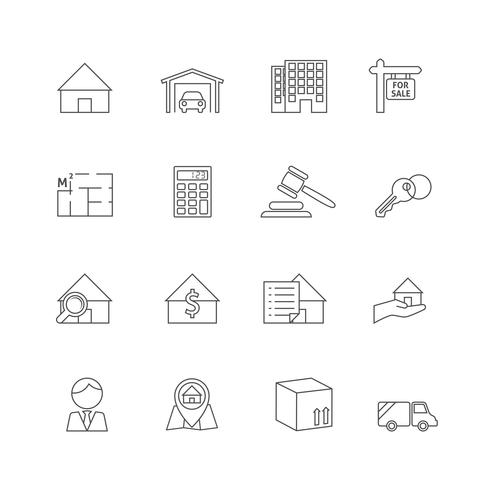Real estate outline icons vector