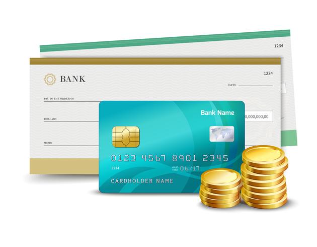 Credit card check and coins vector