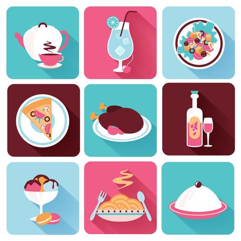 Restaurant Food Icons Flat vector