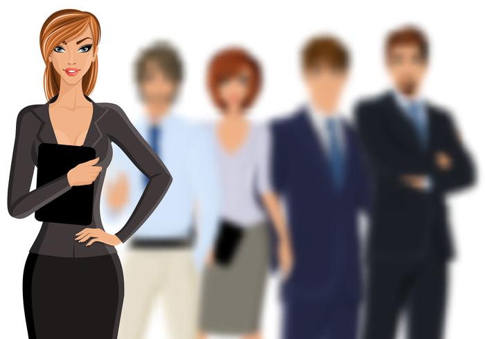 Mujer de negocios con equipo de negocios. vector