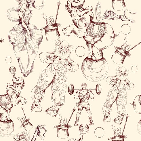 Circus doodle sketch seamless pattern vector